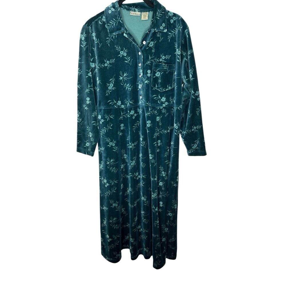 Vtg LL Bean Womens Petite Velvet‎ Dress 8P
Floral Whimsigoth Fairycore Green